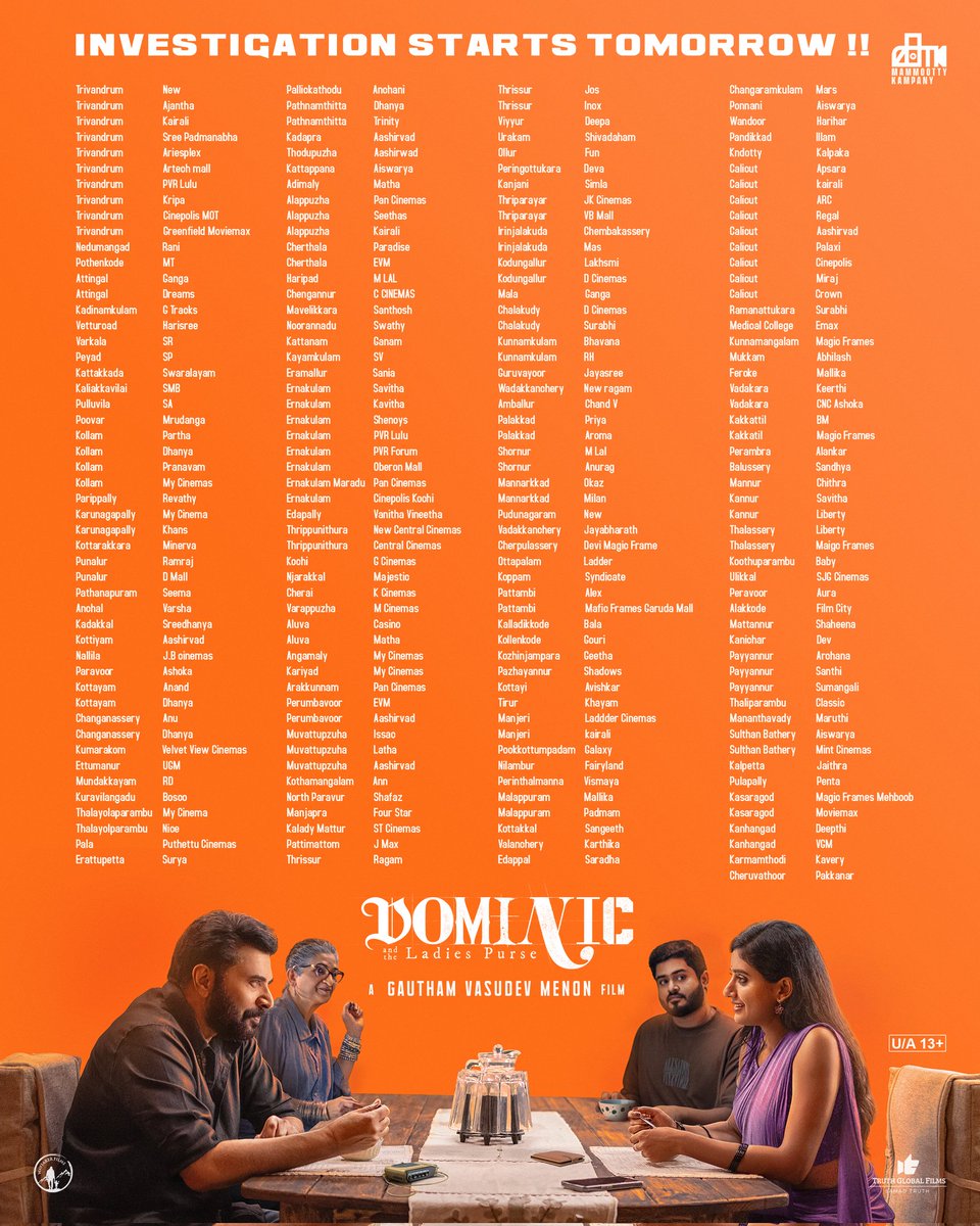 Mammootty (@mammukka) on Twitter photo #DominicandTheLadiesPurse Kerala Theatre List #DominicandTheLadiesPurse Kerala Theatre List