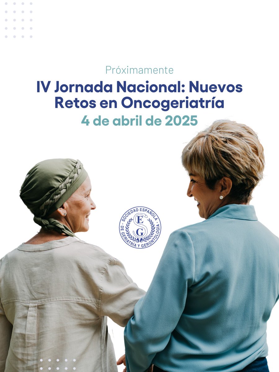 ¡Se acerca la IV Jornada Nacional #NuevosRetosOncogeriatria! Reservaos el viernes 4 de abril para poder actualizaros sobre el manejo de los mayores con cáncer de la mano de espectaculares ponentes! ¡Programa e inscripciones próximamente! <a href="/mrcouso_myriam/">Myriam R Couso</a> <a href="/seggeriatria/">SEGG</a> @vegenatHC