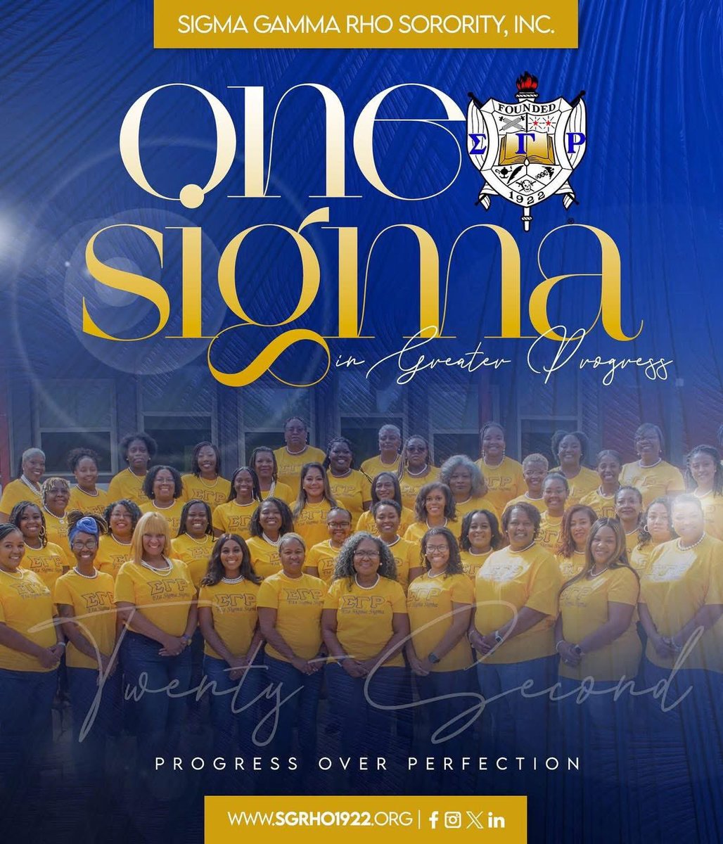 SGRhoCentral's tweet photo. Happy 22nd! 🎉 We are #OneSigma in Greater Progress!

During this season of setting new resolutions and goals, remember to celebrate your progress and not chase perfection. 🌟

#SigmaGammaRho #GreaterWomenGreaterWorld #OneSigma #ProgressOverPerfection #NewYear #Goals #Resolutions https://t.co/Q8sJshgtjQ