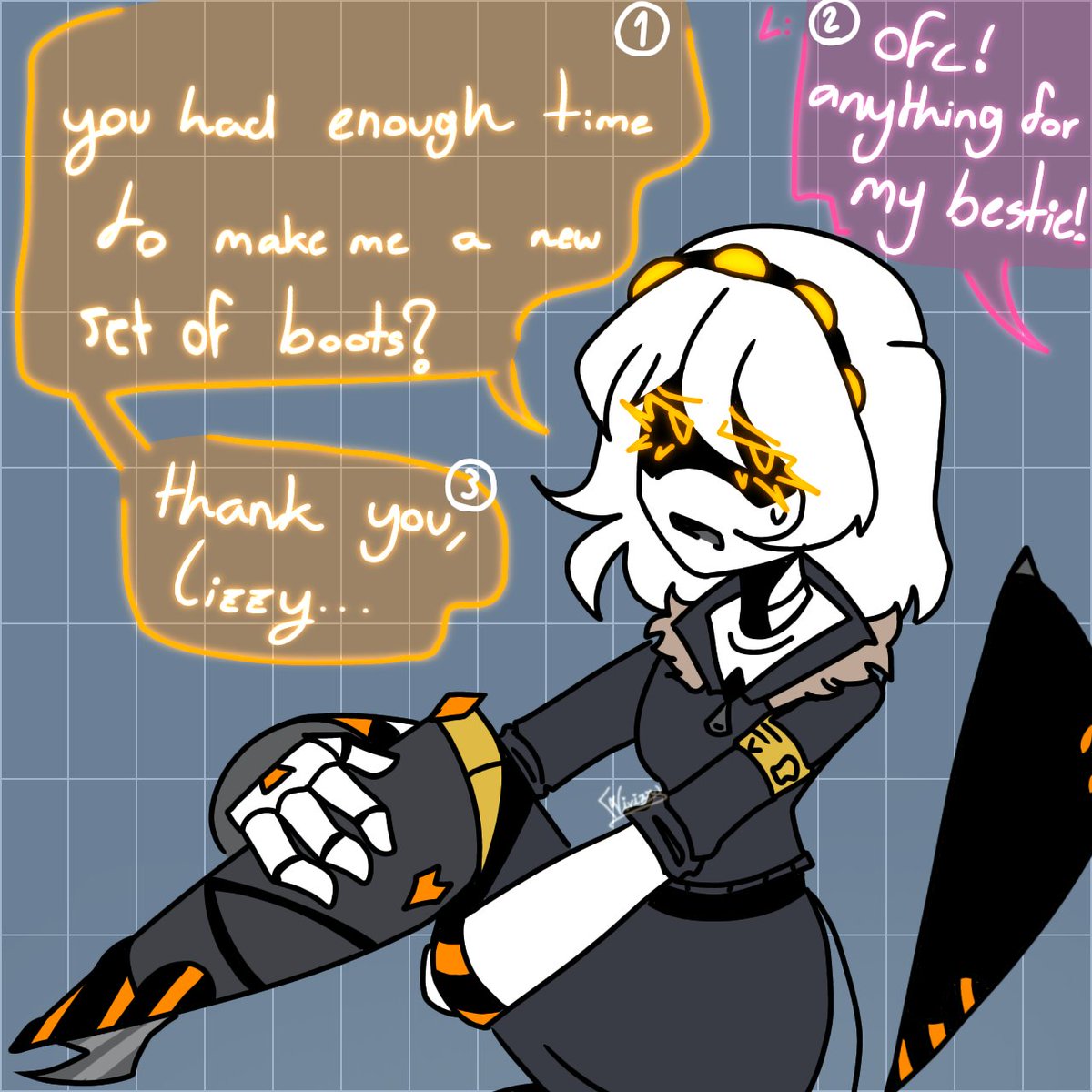 Sparklin_L1ghts's tweet image. "You took time to make these special boots.. specifically for me..?"
AND HISTORIANS WILL CALL THEM..
(pls get the reference😮💨)
#Murderdrones #Fanart #SerialdesignationV #MurderdronesLizzy #Comic #Vizzy