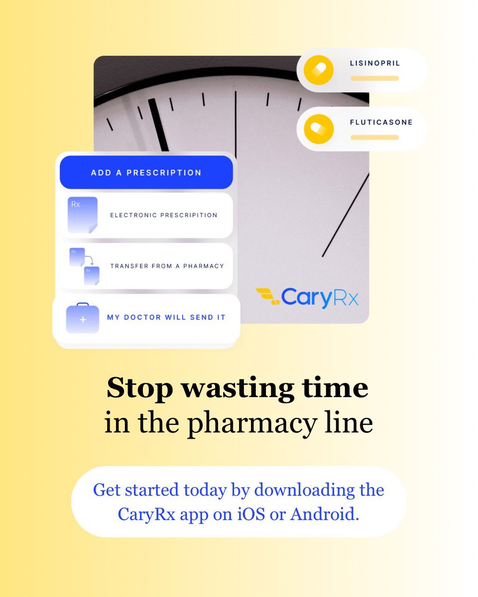 caryrxinc's tweet photo. At CaryRx, access to your prescriptions is just a click away.
Our pharmacy innovation leverages healthcare technology to provide reliable patient services. From seamless prescriptions to nationwide shipping, we're changing the way you access healthcare. Download the app today! https://t.co/Dn4FqWNnls