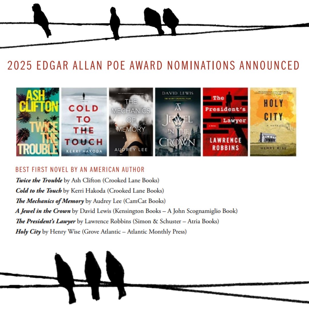 AudreyLeeAuthor's tweet photo. I still keep opening the website to make certain it's true, but #TheMechanicsofMemory has been nominated for the Best First Novel Edgar Award!

#Edgars2025 @K_C_Associates @CamCatBooks @ITWDebutAuthors @EdgarAwards https://t.co/CboSDTzwwK