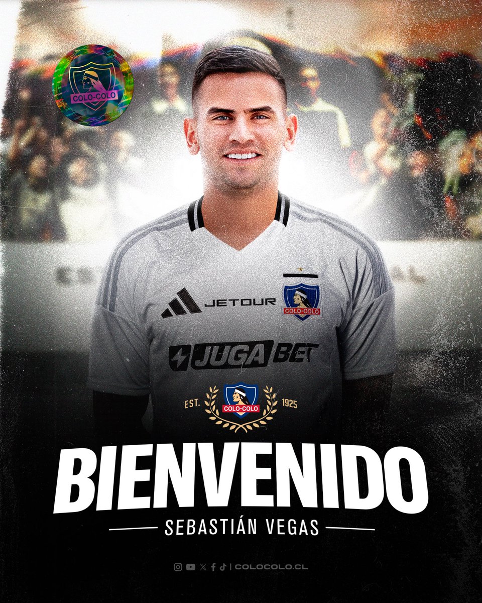 ColoColo's tweet photo. ¡𝐁𝐈𝐄𝐍𝐕𝐄𝐍𝐈𝐃𝐎 𝐀𝐋 𝐄𝐓𝐄𝐑𝐍𝐎 𝐂𝐀𝐌𝐏𝐄𝐎́𝐍! ⚪⚫

El defensa Sebastián Vegas es nuestro quinto refuerzo para la temporada 2025. Llega a defender la camiseta alba tras diez años en el fútbol mexicano 🤟

Vegas se realizará los exámenes médicos y luego firmará su contrato para sumarse al equipo campeón del fútbol chileno 🏆