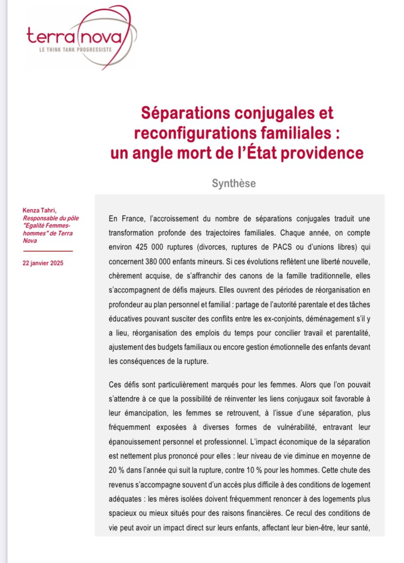 Kenza Tahri (@kenzatahri5) on Twitter photo Chaque année en France, 425 000 couples avec enfants se séparent. Mais la rupture reste un parcours du combattant, surtout pour les femmes. Des propositions concrètes ici : tnova.fr/site/assets/fi… <a href="/_Terra_Nova/">Terra Nova, le think tank</a> <a href="/thierpech/">Thierry Pech @thierpech.bsky.social</a> Chaque année en France, 425 000 couples avec enfants se séparent. Mais la rupture reste un parcours du combattant, surtout pour les femmes. Des propositions concrètes ici : tnova.fr/site/assets/fi… <a href="/_Terra_Nova/">Terra Nova, le think tank</a> <a href="/thierpech/">Thierry Pech @thierpech.bsky.social</a>