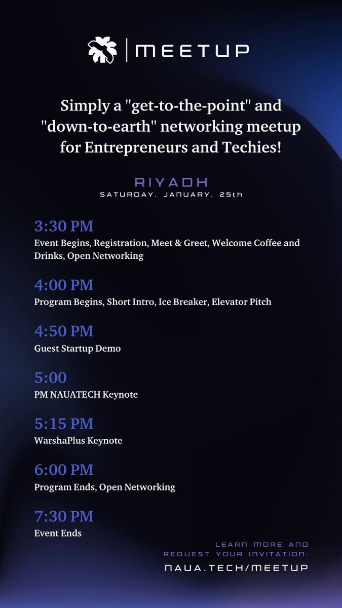 nauatech's tweet photo. ⚡ نسعد بإعلامكم عن "فعاليتنا الأولى في 2025" NAUATECH Meetup — WarshaPlus السبت القادم في 📍 الرياض! ⚡

برعاية استراتيجية مميزة من: @warshaplus

واستضافة كريمة من: @CODE_MCIT

💡 اعرف المزيد عبر:
➡️ https://t.co/czH9tyYMkn

🚨 يوم فقط متبقي للتقديم
⚠️ دعوات خاصة ومحدودة https://t.co/AyJYt0pqvE