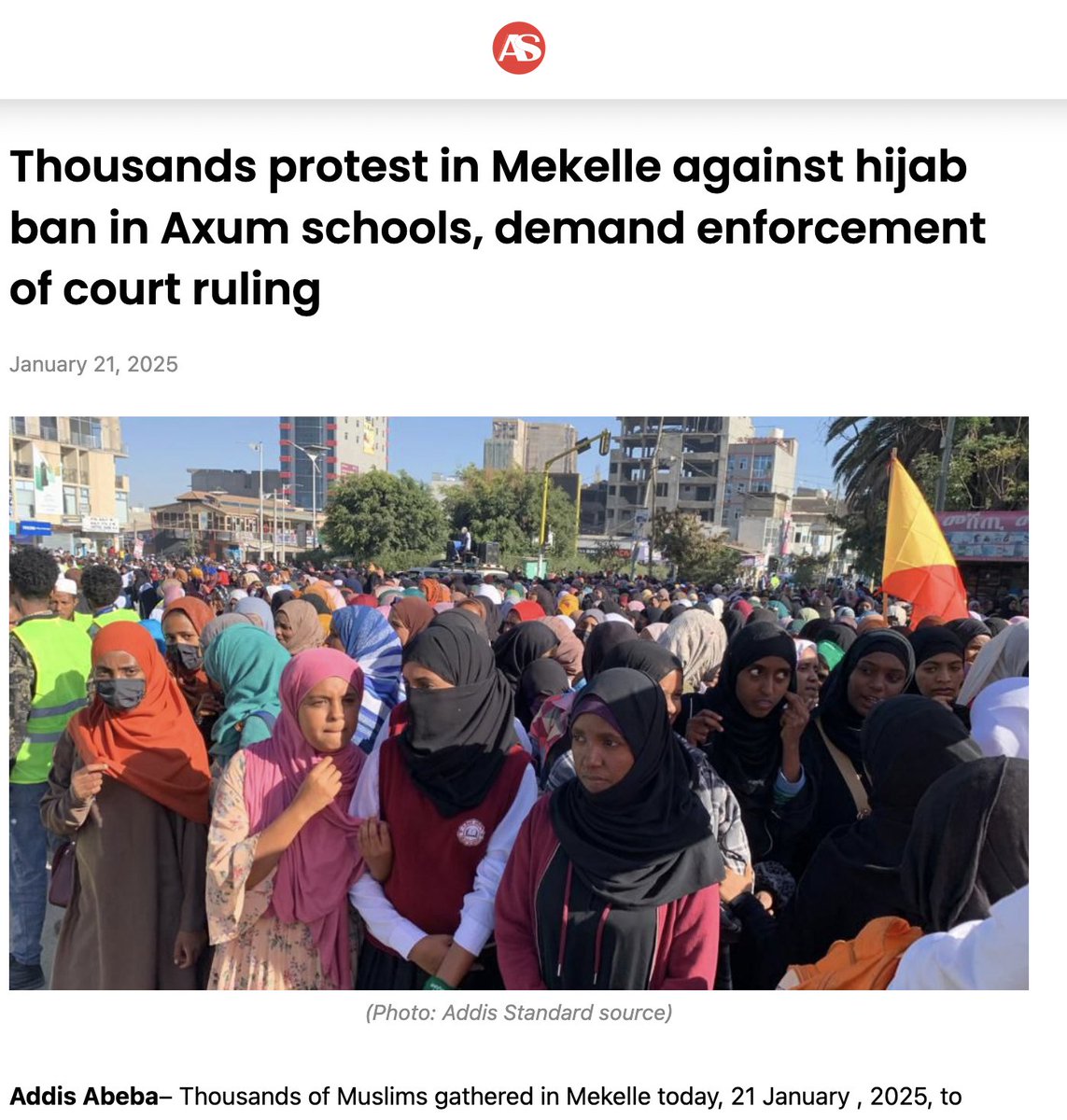 makeinjera's tweet photo. Solidarity with all those protesting against the hijab ban in Axum, Tigray schools. ✊🏿🤎 https://t.co/Ob1N9ImfST