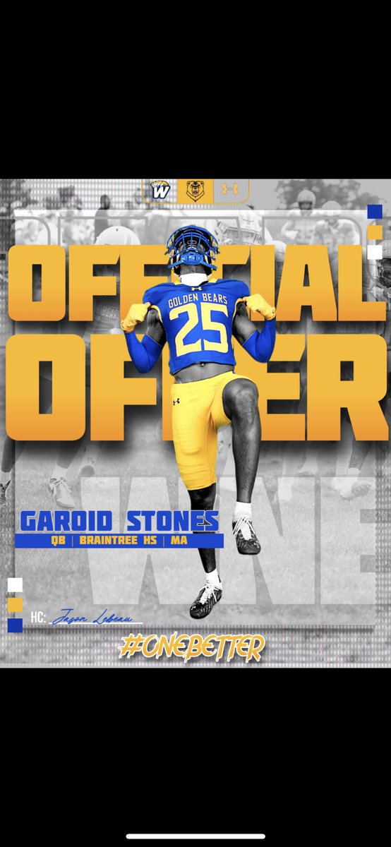 GaroidStones's tweet photo. After a great visit and conversation with @Coach_Lebeau, Iβm excited to say I have received and offer to play @WNEFB! #gbears https://t.co/p8SBY89nAS