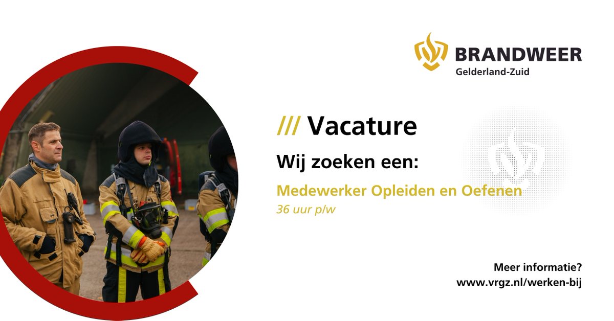 🚒 Vacature: Medewerker Opleiden en Oefenen
Draag bij aan de vakbekwaamheid en innovatie van Brandweer Gelderland-Zuid!

📅 Reageer vóór: 6 februari 2025
👉 Bekijk de vacature:obi41.nl/hu9km49f

#Vacature #Brandweer #veiligheidsregiogelderlandzuid