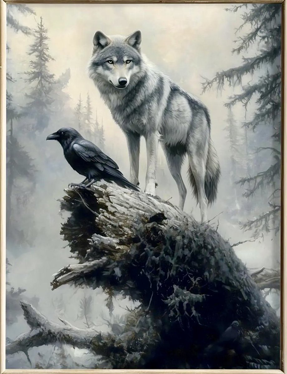 ScorpioLisaM's tweet photo. Happy #WolfWednesday ! Art by UncoloredX12, on Etsy. #Wolf #raven #spiritanimals #wolfandraven https://t.co/gQLzCdaexU