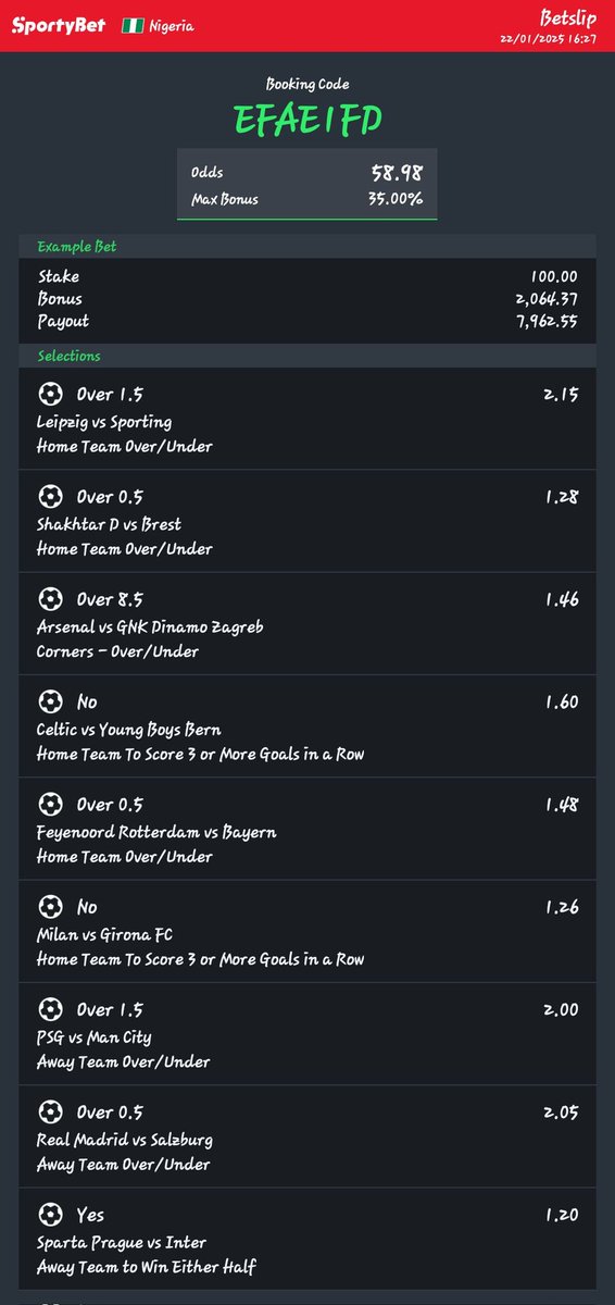 Theobest0's tweet photo. 60 odds 
1411EA3
Stake what you can afford to lose. Every winning counts https://t.co/LM75kfIECa
