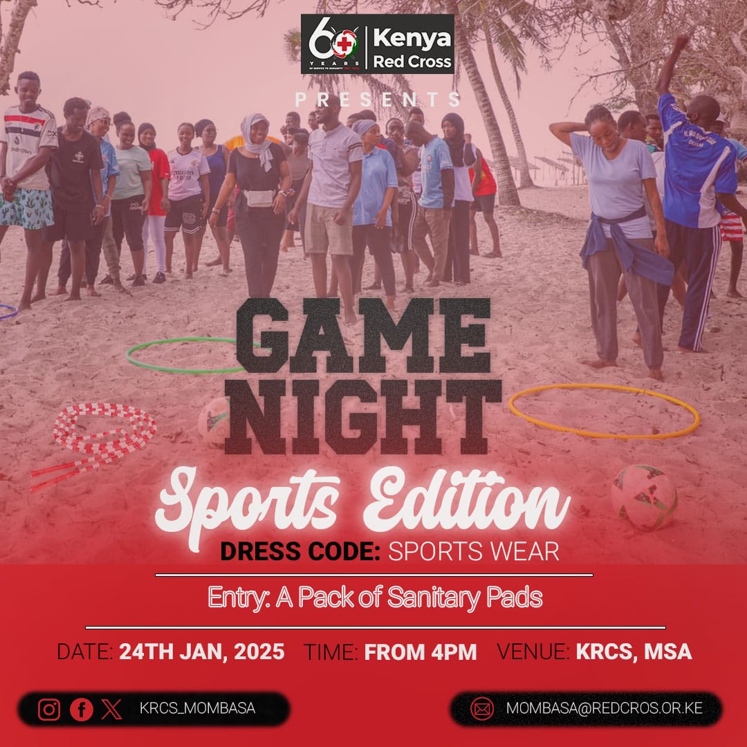 krcs_mombasa's tweet photo. Join us this Friday, the 24th, at 4 PM . 

Game Night: Sports Edition! 🏀⚽ 

Entry: A pack of sanitary pads. 

Let’s have fun while making a difference!

#gamenight 
#sportedition https://t.co/4YqUyHYyZ7