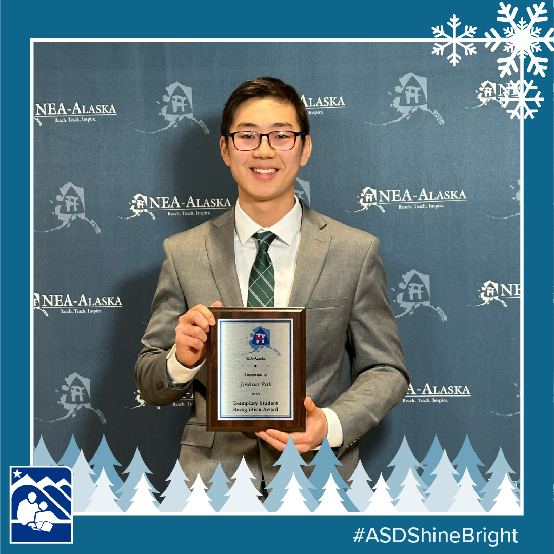 ASDschools's tweet photo. Congratulations to Joshua Pak, Polaris K-12 Senior and President of the Student Advisory Board, who was named the NEA Exemplary Student of the Year!
#ASDShineBright #StudentLeader #CommunityMinded #Alaska https://t.co/IAG9hK3XbF