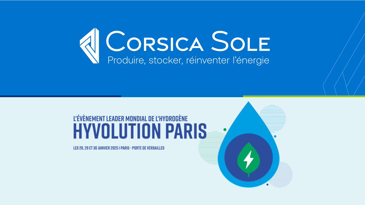 🚀 Corsica Sole à <a href="/Hyvolution/">Hyvolution</a> 2025 ! 🌍

Retrouvez-nous à Paris Expo Porte de Versailles sur le stand 6D65 pour découvrir nos solutions pour la #transitionénergétique et l’#hydrogène vert 🌱

📅 Conférence le 28/01, 16h30 : "Autonomie énergétique des territoires insulaires"
