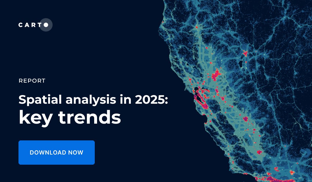 The wait is over! Our Spatial Analysis in 2025 report is here 📖

Dive into the 5 key trends shaping geospatial in 2025, featuring insights from experts at SafeGraph, Global Water Security Center, Deloitte, KFC, and more.

Get your copy now: hubs.ly/Q033wfYQ0
