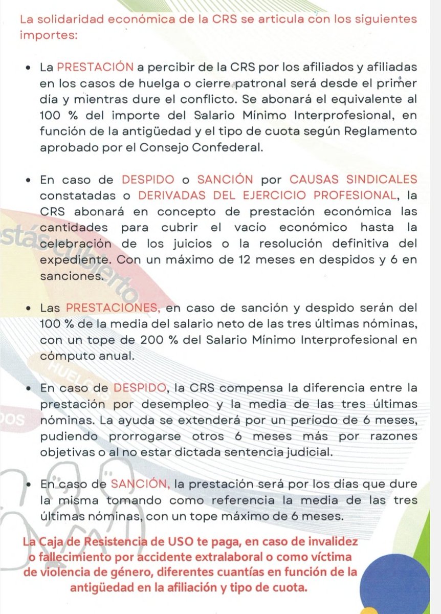 Desde <a href="/usojaen/">usojaen</a> <a href="/USOAndalucia/">USO-Andalucía</a> porque somos el único sindicato con Caja de Resistencia y Solidaridad CRS, para hacer frente a huelgas, sanciones y/o despidos de nuestras afiliadas y afiliados.
📝 Afíliate a la USO. 
#HazUSOdeTusDerechos
#OtroSindicalismoEsPosible