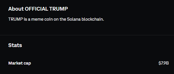 jslamat's tweet photo. So $TRUMP has a market cap of $7.9B while #ClevelandCliffs $CLF has a market cap below $5B... Does that make any sense??? @realDonaldTrump #crypto #Bitcoin https://t.co/606ZNPMMbm