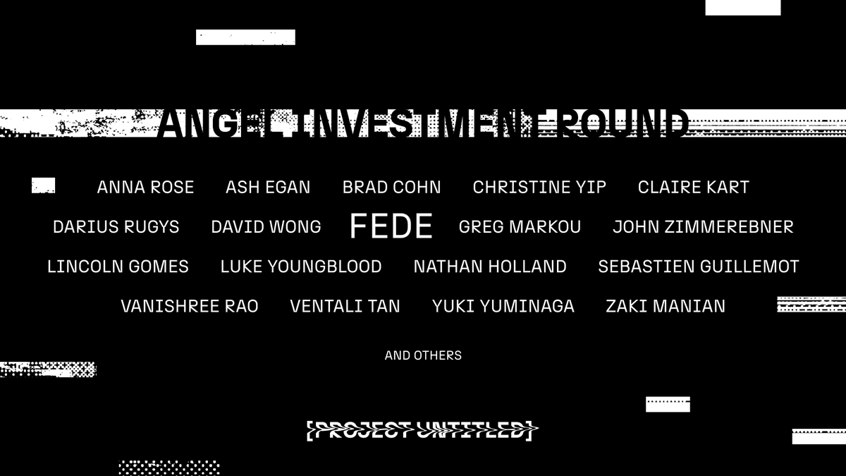 Today, we’re thrilled to announce that we’ve successfully closed our first investment round for [Project Untitled].

This is a vote of confidence from some of the brightest and most ambitious leaders in Web3 and ZK.

We’re backed by an incredible group of strategic angel