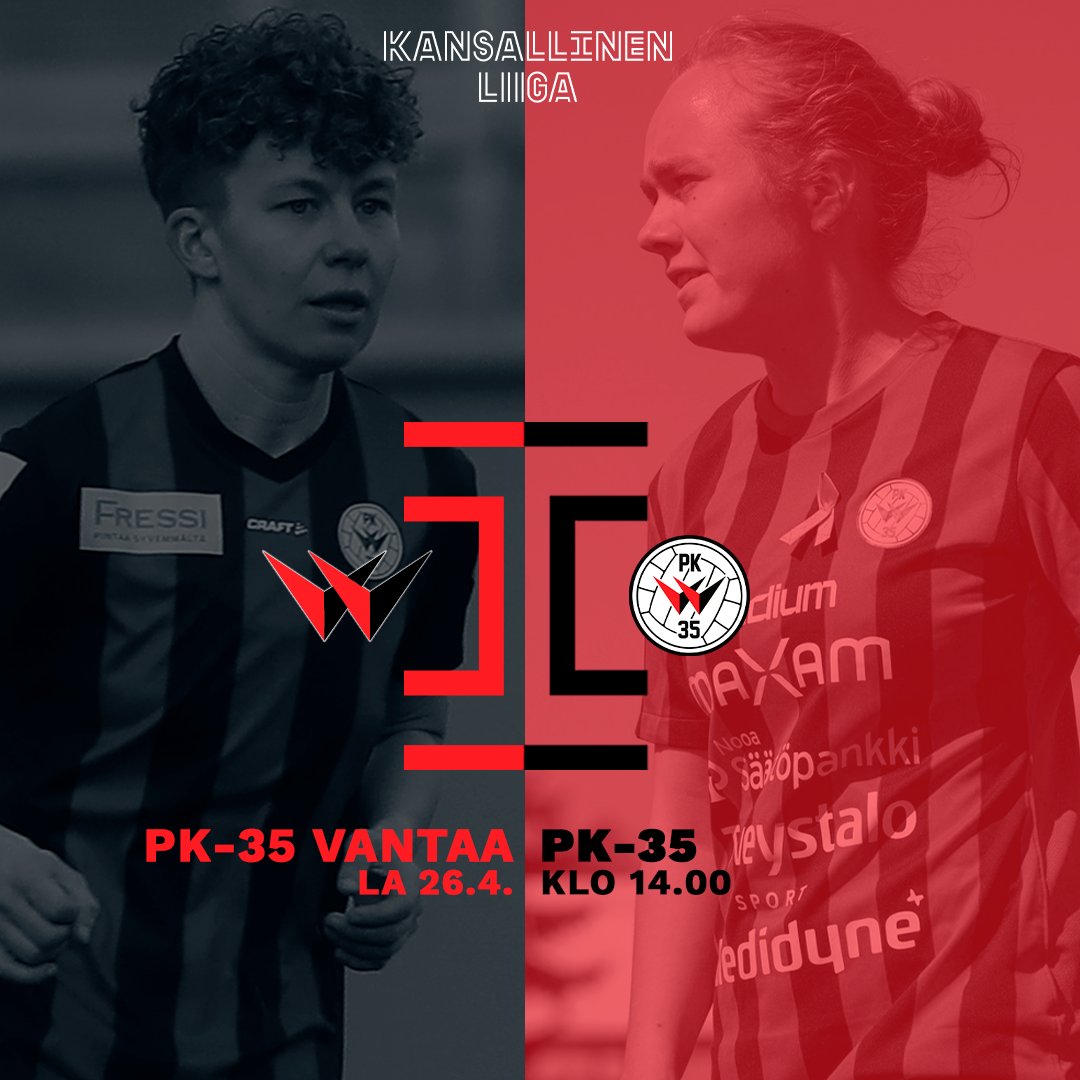 KansallinenL's tweet photo. Kansallisen Liigan kauden 2025 ensimmäinen ottelu pelataan Vantaan Myyrmäessä!

PK-35 Vantaa saa vieraakseen PK-35:n ⚽ Kamppailu alkaa 26.4. kello 14.00.

𝐊𝐚𝐧𝐬𝐚𝐥𝐥𝐢𝐬𝐞𝐧 𝐋𝐢𝐢𝐠𝐚𝐧 𝐤𝐨𝐤𝐨 𝐨𝐭𝐭𝐞𝐥𝐮𝐨𝐡𝐣𝐞𝐥𝐦𝐚 𝐣𝐮𝐥𝐤𝐚𝐢𝐬𝐭𝐚𝐚𝐧 𝐡𝐮𝐨𝐦𝐞𝐧𝐧𝐚 𝐭𝐨𝐫𝐬𝐭𝐚𝐢𝐧𝐚 𝐤𝐞𝐥𝐥𝐨 𝟏𝟒.𝟎𝟎!

#KansallinenLiiga