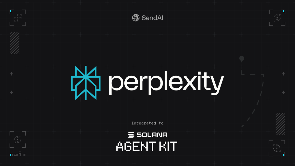 sendaifun's tweet photo. We've now integrated @perplexity_ai into the Solana Agent Kit!

This enables agent developers to access:
–– real-time data
–– web-wide contextual research (including solana)
–– Q&amp;A capabilities

Build your own real-time AI Agent performing Solana Actions across 25+ protocols 🤖 https://t.co/mpCIjyxemU