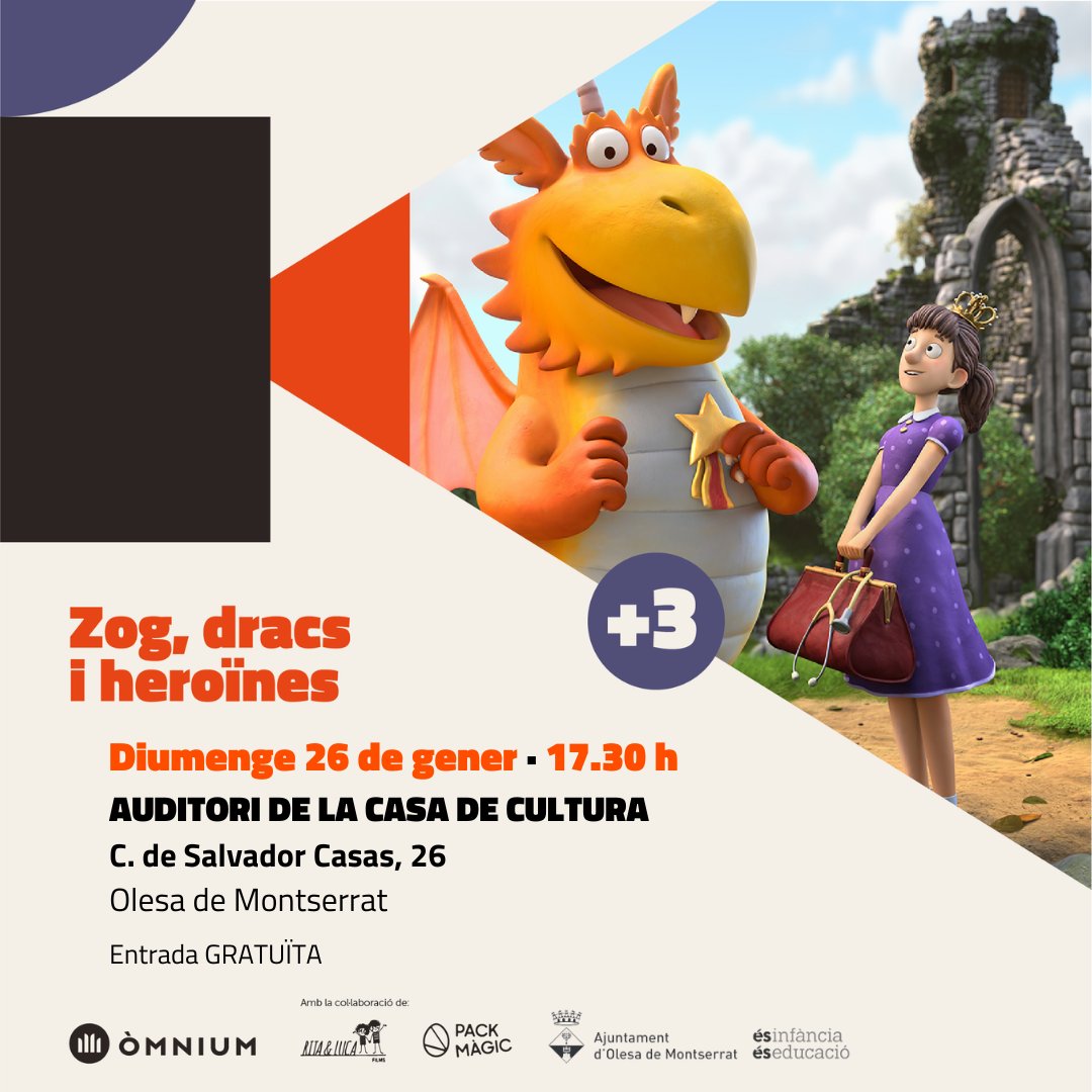 Aquest diumenge tens una cita amb CineXic, cinema infantil i en català 👌:

🎬  Teatre Núria Espert, de #SantAndreudelaBarca
🎬  Auditori de la Casa de Cultura, d' #OlesadeMontserrat

🎟️ Entrada gratuïta. Vine amb la família!

Tota la informació 👉 omnium.cat/ca/seus/pla-de…