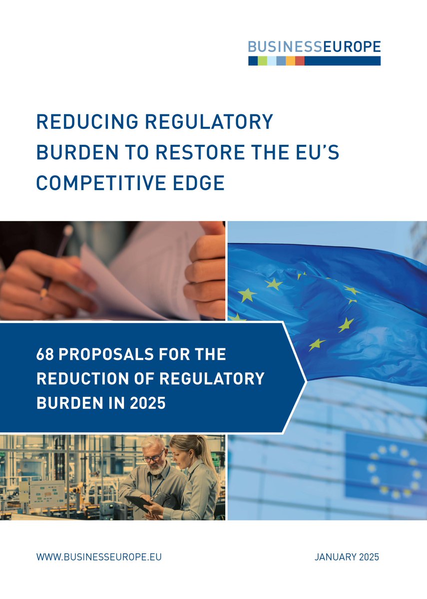 New paper: 6⃣8⃣ targeted actions to comprehensively reduce #RegulatoryBurden on companies

Our proposals for 2025 focus on: 
➡️ Administrative burdens
➡️Excessive compliance costs 
➡️Cross-border regulatory barriers in the Single Market

👉 Explore them here:
