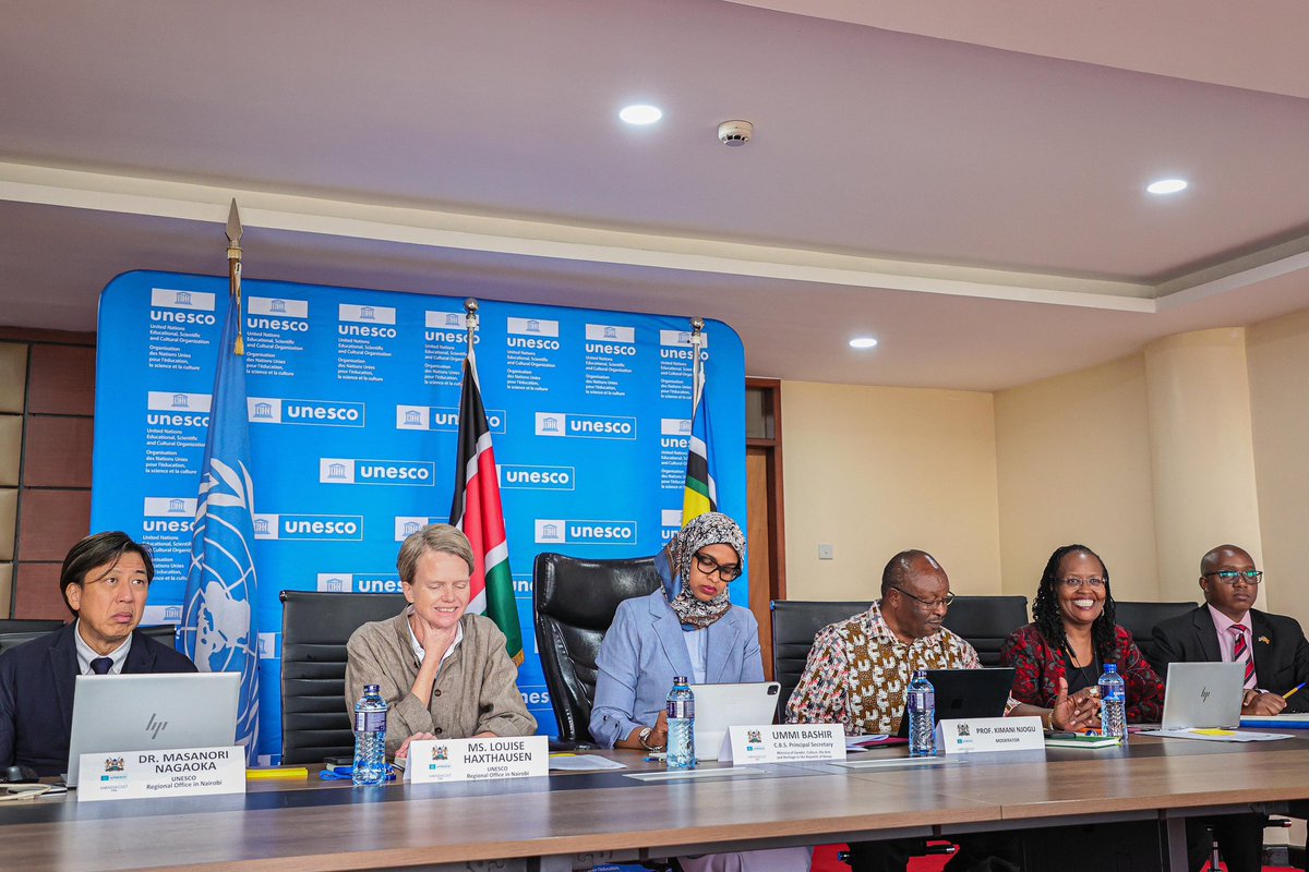 UmmiMBashir's tweet photo. Today, alongside Ms. Louise Haxthausen and Dr. Masanori Nagaoka from the UNESCO Regional Office in Nairobi, we participated in the UNESCO regional consultation on cultural policies and sustainable development for African States that was chaired by the Government of Kenya and co-chaired by the Democratic Republic of Congo. 

This two-day consultation meeting brings together various participants including National Commissions for UNESCO, regional, intergovernmental organizations, academia, and civil society sub-regional and regional, organizations and networks. 

This event is a key component of the inclusive and participatory process leading to the UNESCO World Conference on Cultural Policies and Sustainable Development - MONDIACULT 2025 which is set to be held in Spain on September 2025