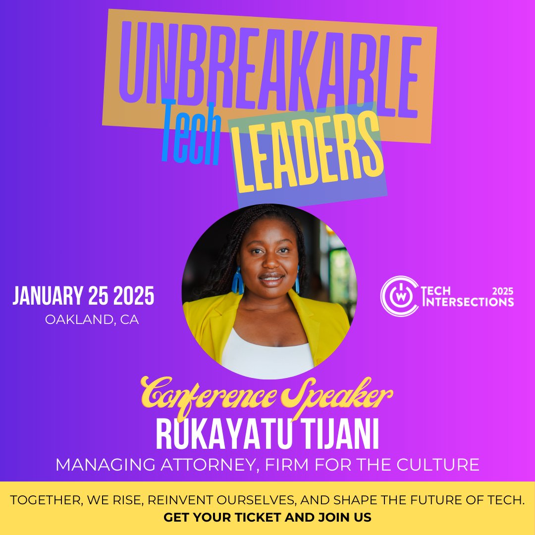 tech_intersect's tweet image. Your ideas deserve protection! Attend Rukayatu Tijani's session to master how to safeguard trademarks, copyrights, and trade secrets while leveraging IP to fuel your startup's growth.
🗓️ Jan 25 | #Oakland
🎟️ Tickets: bit.ly/2025techinters…
#TechIntersections #WOCinTech