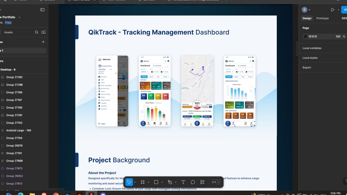 suraj_dizi's tweet photo. https://t.co/dA5E6sPTVD
Hey everyone,
Iโm thrilled to share a deep dive into one of my latest projects: QikTrack โ a cutting-edge vehicle tracking app designed to revolutionize how businesses monitor and secure their fleets.
#VehicleTracking #Innovation #CaseStudy #DesignIn https://t.co/3QFY7cuFs6