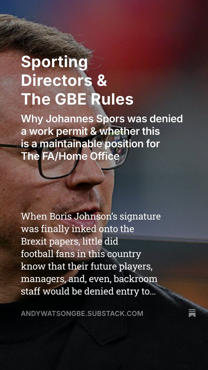 Yesterday, Southampton were thwarted in their attempts to appoint 777s Johannes Spors as their new sporting director.

<a href="/SidPanayi/">Sid Panayi</a> and I have addressed the issue

*Why did this happen?
*What are the regulations?
*Who could pass?

open.substack.com/pub/andywatson…