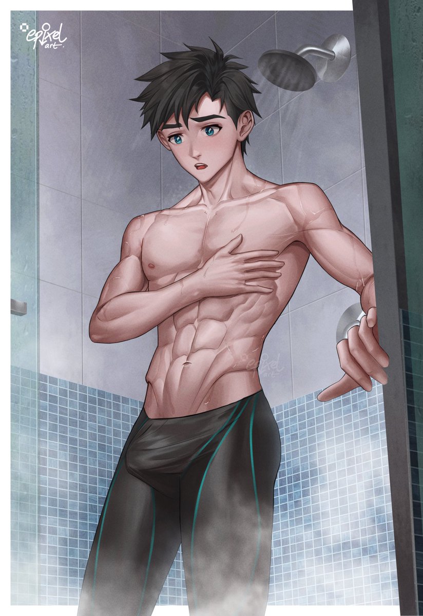 epixelart's tweet photo. Obligatory after-swim release🚿🔱 #avangeiserford #jockstudio https://t.co/EenaF9V2RA
