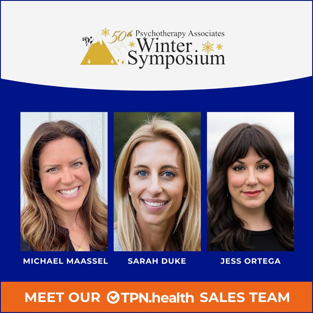 The TPN Sales Team is heading to The Winter Symposium!  
We’re looking forward to meaningful conversations about innovation, collaboration, and growth in mental health care. We hope to see you there!