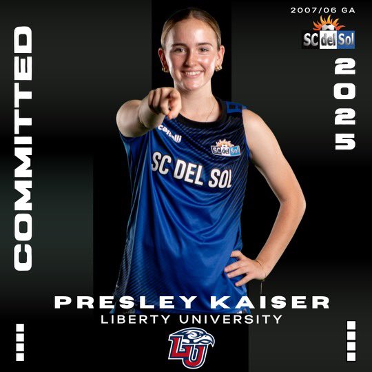 SCdelSol's tweet photo. 👧COMMITTED Presley Kaiser
⚽️ @LibertyWSoccer
🏫 @ConferenceUSA
#Classof2025 #SCdelSol
Congratulations & Keep Working 💪 https://t.co/0RjGRQYkni