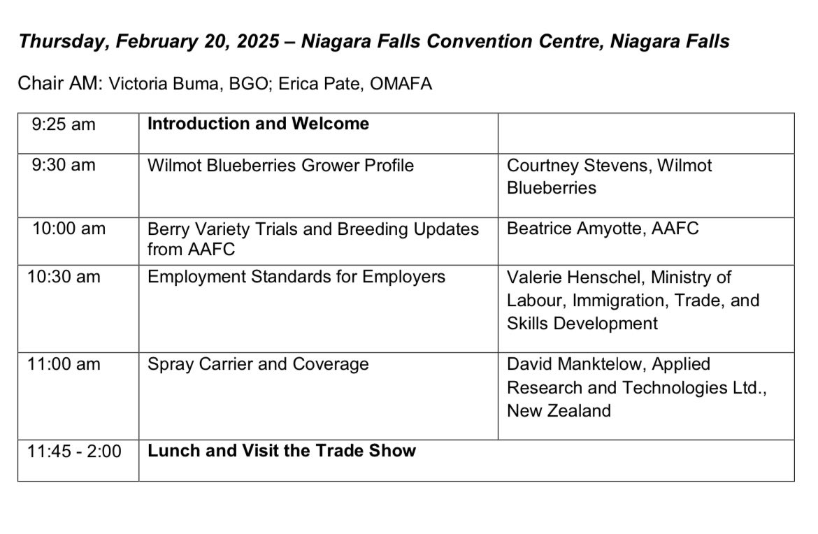 We are less than a month away from the Ontario Fruit and Vegetable Convention (OFVC) in Niagara Falls. Please join us at our Dinner &amp; AGM on Tuesday, Feb. 18th to commence the berry program at OFVC on Feb. 19th and 20th. See our fantastic berry program.