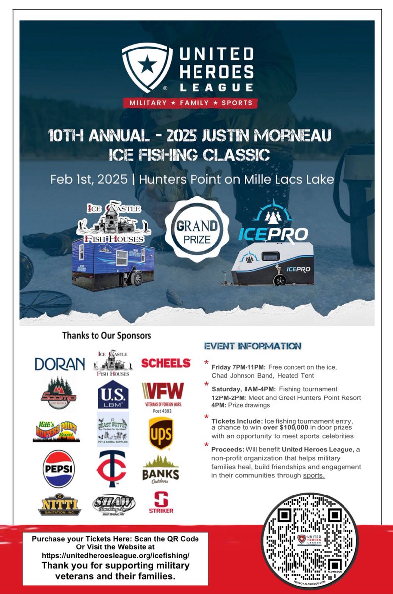 United_HL's tweet photo. Grab your Justin Morneau Ice Fishing Tickets Now! 
Link Below⬇️
https://t.co/kefZ6ZrlsV https://t.co/oNV6dCCXxh