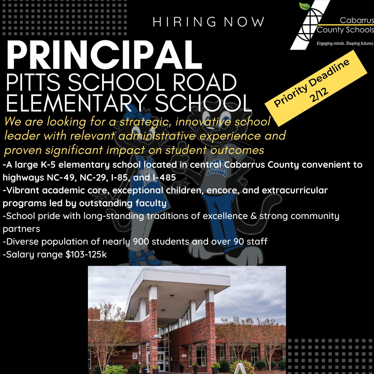 Courtlyn Reeves (@principalccr) on Twitter photo Fabulous school leader vacancy <a href="/PSRES_panthers/">Pitts School Road Elementary</a> <a href="/CabCoSchools/">Cabarrus Co. Schools</a>
Apply online now! cabarrus.schoolspring.com Fabulous school leader vacancy <a href="/PSRES_panthers/">Pitts School Road Elementary</a> <a href="/CabCoSchools/">Cabarrus Co. Schools</a>
Apply online now! cabarrus.schoolspring.com