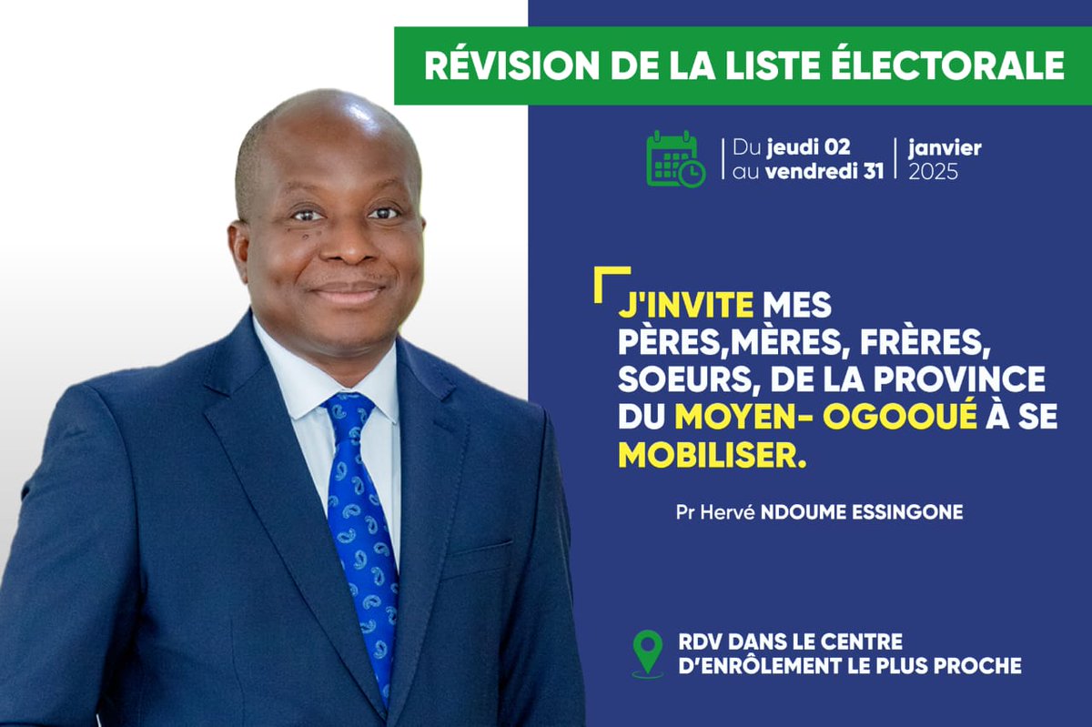 🔴📍𝗥𝗘́𝗩𝗜𝗦𝗜𝗢𝗡 𝗗𝗘 𝗟𝗔 𝗟𝗜𝗦𝗧𝗘 𝗘́𝗟𝗘𝗖𝗧𝗢𝗥𝗔𝗟𝗘 

Parce que votre voix compte.

#jeminscris #transition #Gabon