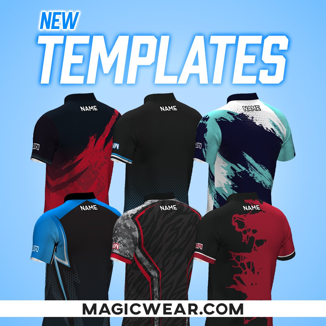 MagicWearSports's tweet photo. SIX NEW TEMPLATE DESIGNS To Choose From! 

Our templates are a fast and cost-effective way to customize apparel. Add graphics, change colors, customize it how you see fit!

🛒Purchase here: https://t.co/r0KPEhJ4rC

#MagicWear #Darts #Jersey https://t.co/X8tZl1c9tR