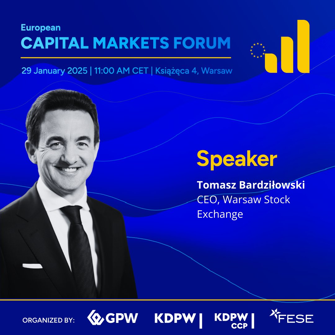 GPW_WSExchange's tweet photo. 🔵Europe needs a new impulse for growth, and capital markets can provide it - says Tomasz Bardziłowski, CEO of the #GPW
📅Join us at the #ECMF on Jan 29 to discuss strategies for Europe's financial future.
🔗 Register: https://t.co/sVSLatmY33
🔗 Interview: https://t.co/epYZTZBj3c https://t.co/MN4MJNZFFO