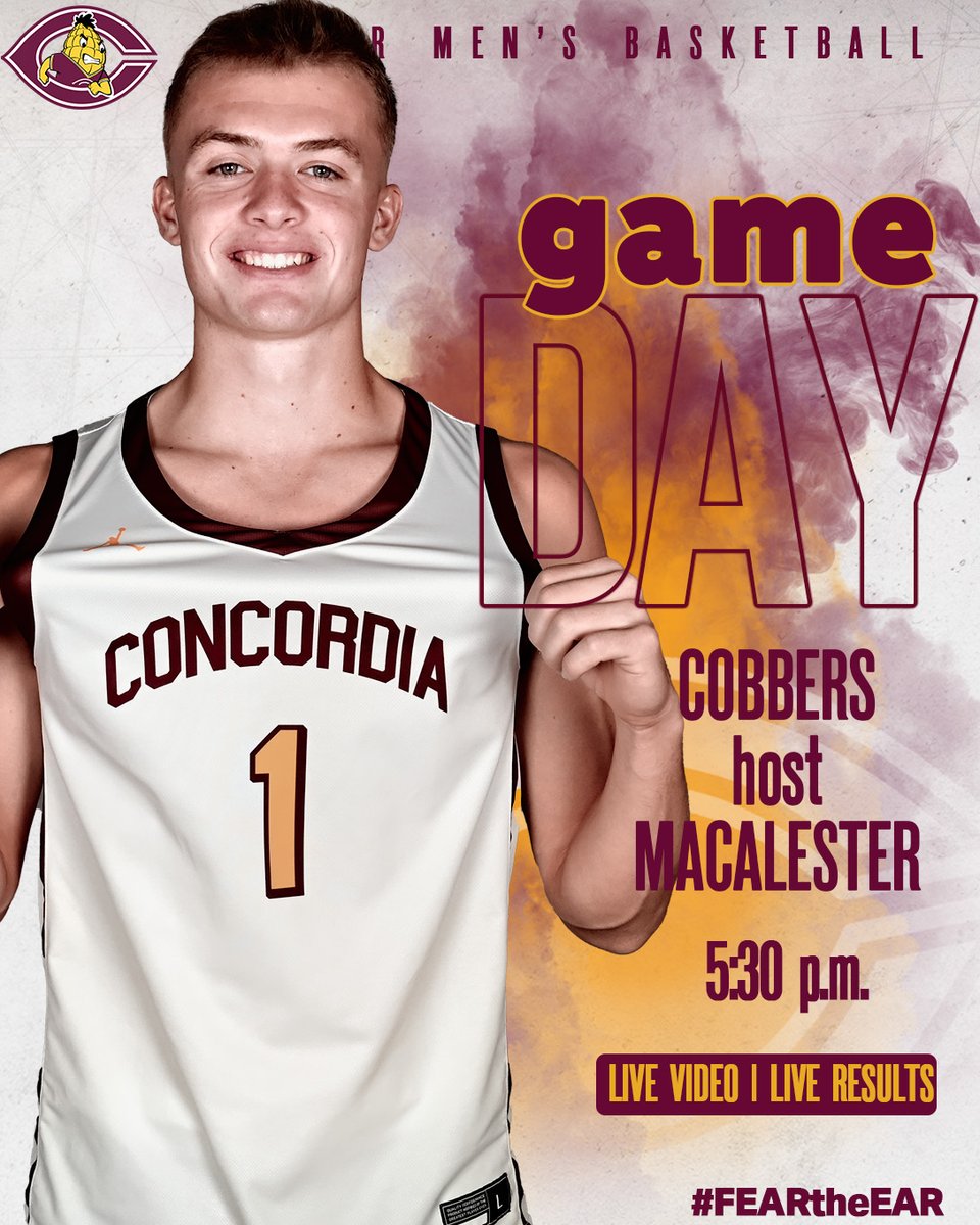 𝗚𝗔𝗠𝗘𝗗𝗔𝗬!
It's another MIAC midweek monster match-up for men's basketball when they host Macalester. Head over to Memorial Auditorium to cheer on the Cobbers as they look to make a playoff push. Live video &amp; stats will be available.

#FearTheEar🌽