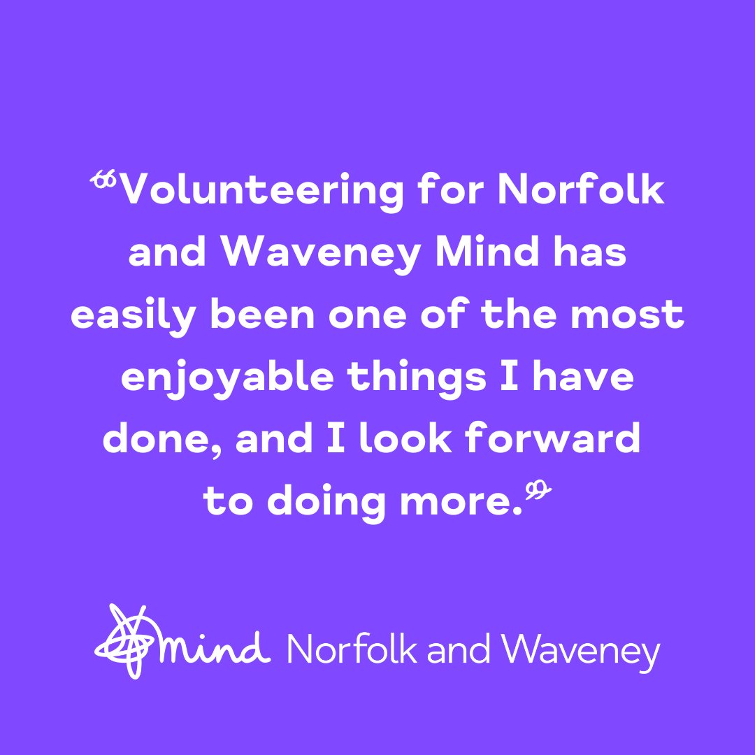 Do you want to learn new skills, meet new people, and gain confidence whilst making a difference in your local community?

Why not become a Norfolk and Waveney Mind volunteer? There are probably more ways of getting involved than you might think!

Visit norfolkandwaveneymind.org.uk/volunteering