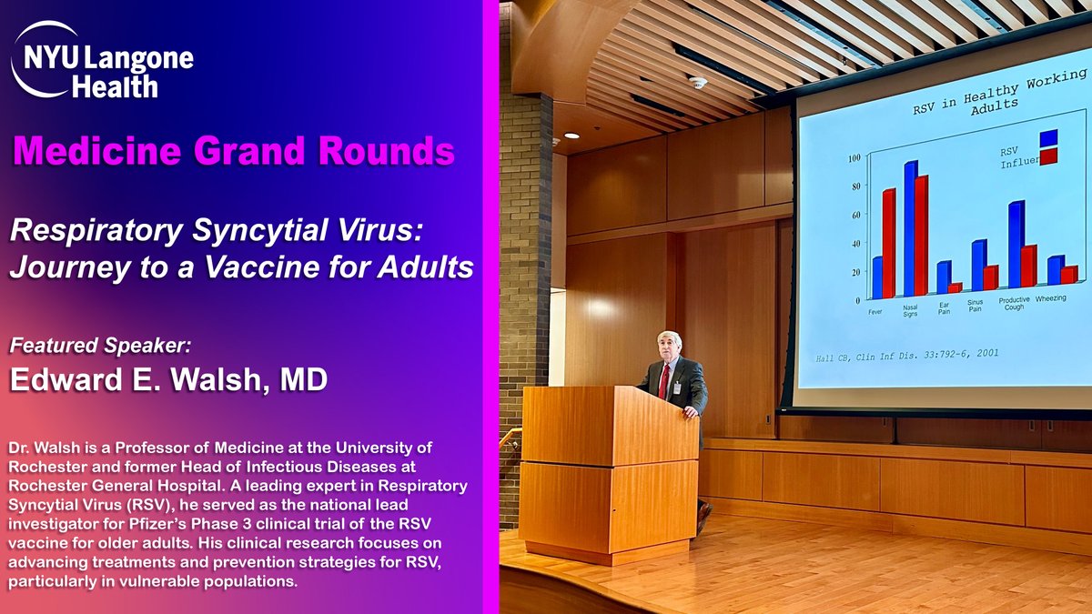 NYU Department of Medicine (@nyulh_deptofmed) on Twitter photo At Med #GrandRounds today <a href="/nyugrossman/">NYU Grossman School of Medicine</a>, Edward E. Walsh, MD, of <a href="/UR_Med/">UR Medicine</a>, delivered the Division of Infectious Diseases & Immunology’s 15th Irma and Leo Evers Lecture in Infectious Diseases. Dr. Walsh gave an outstanding talk, highlighting the high burden of RSV in older adults, At Med #GrandRounds today <a href="/nyugrossman/">NYU Grossman School of Medicine</a>, Edward E. Walsh, MD, of <a href="/UR_Med/">UR Medicine</a>, delivered the Division of Infectious Diseases & Immunology’s 15th Irma and Leo Evers Lecture in Infectious Diseases. Dr. Walsh gave an outstanding talk, highlighting the high burden of RSV in older adults,