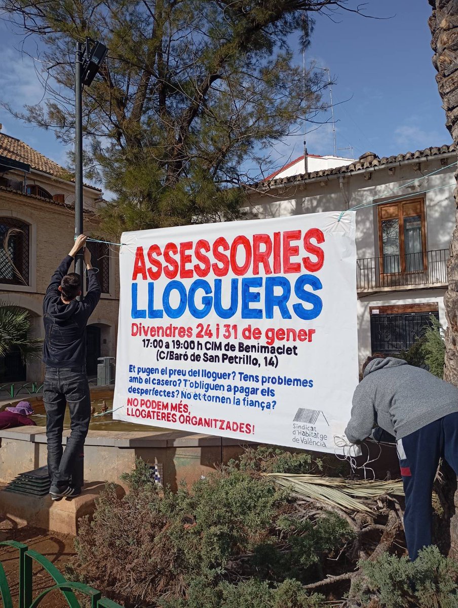 🔵 Aquest divendres tenim les primeres assessories de lloguers.

De 17h a 19h en el CIM de Benimaclet, llogateres unides contra el rendisme, organitzem-nos!