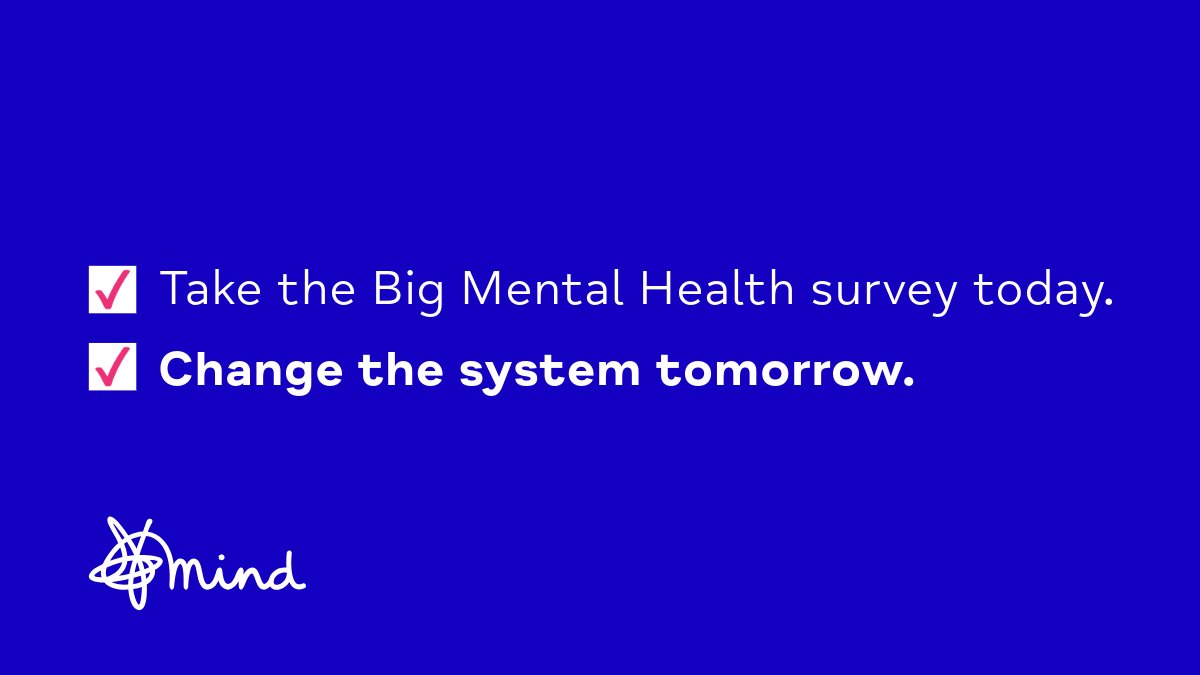 Got experience using support for your mental health?

Take <a href="/MindCharity/">Mind</a>'s Big Mental Health Survey today, and you'll help change the mental health system tomorrow ⤵️
bigmentalhealthsurvey.co.uk/?utm_source=tu…
