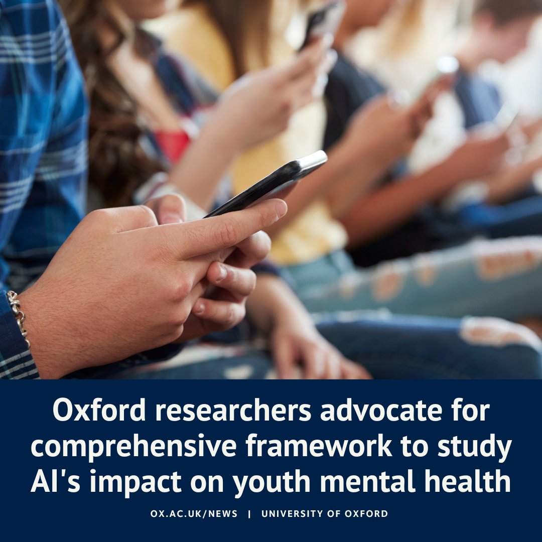 NEW: In light of the rapid integration of AI into the daily digital experiences of children and adolescents, researchers from <a href="/oiioxford/">Oxford Internet Institute</a> are calling for a structured framework to examine AI's effects on young people's mental health.

More info ⬇️