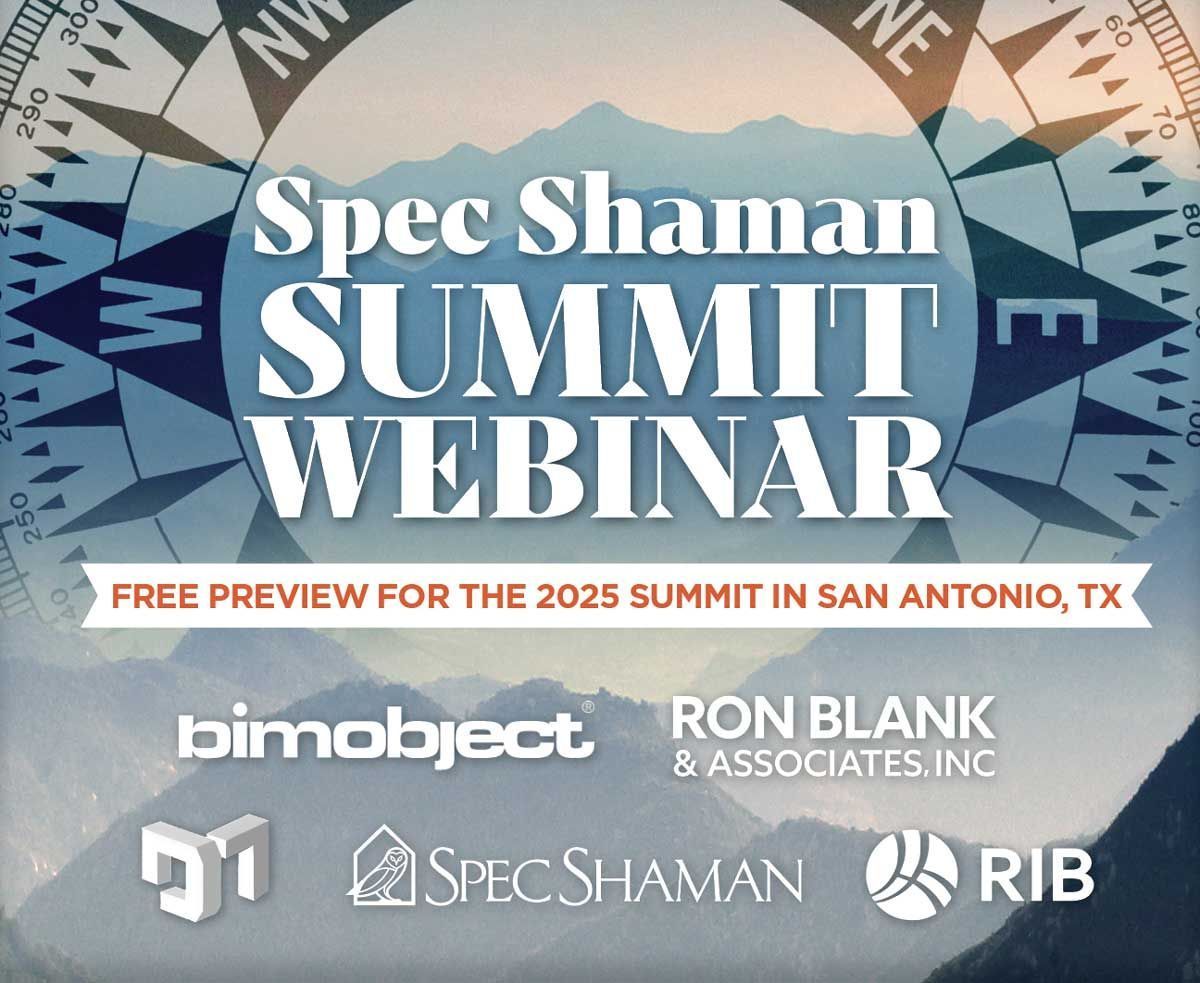 Ron_Blank_Assoc's tweet photo. Register now: https://t.co/n8zMN9rAZr 
Free Webinar For Building Product Manufacturers! This webinar will feature presenters from the upcoming Spec Shaman Summit in a discussion about what topics they will be covering during the 2-day event scheduled for March 4th and 5th. https://t.co/fbsGuMWp7l