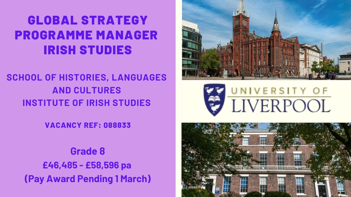 Liverpool University Jobs (@livunijobs) on Twitter photo 📢Ending soon...
Global Strategy Programme Manager to develop and deliver a strategy for Global Irish Studies.
Find out more / Apply ➡️ tinyurl.com/5n7cepd2
<a href="/LivUniHistory/">Liv Uni History</a> <a href="/livunilanguages/">Liv Uni Languages</a> 📢Ending soon...
Global Strategy Programme Manager to develop and deliver a strategy for Global Irish Studies.
Find out more / Apply ➡️ tinyurl.com/5n7cepd2
<a href="/LivUniHistory/">Liv Uni History</a> <a href="/livunilanguages/">Liv Uni Languages</a>