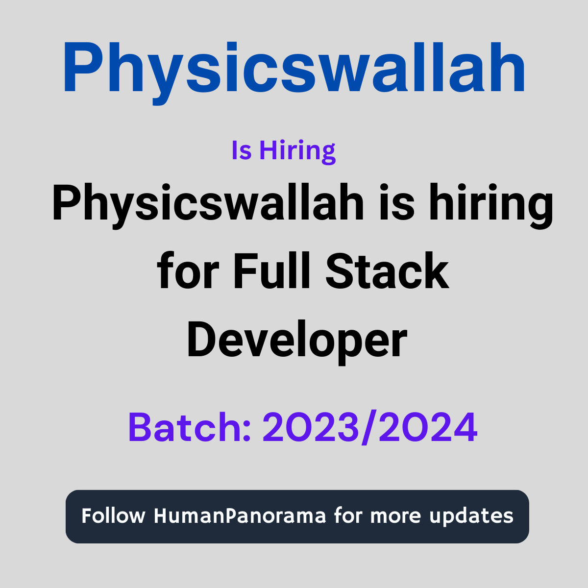 HumanPanorama's tweet photo. Physicswallah is Hiring a Full Stack Developer
Expected Salary:  8-16 LPA
Experience: 2023/2024
Apply Now: https://t.co/XEZjrPh42E

#interested #frontenddeveloper #frontend #hiring #freshers #freshershiring #freshersjobs #webdeveloper #softwareengineer #softwaredeveloper https://t.co/03YQOp9urM