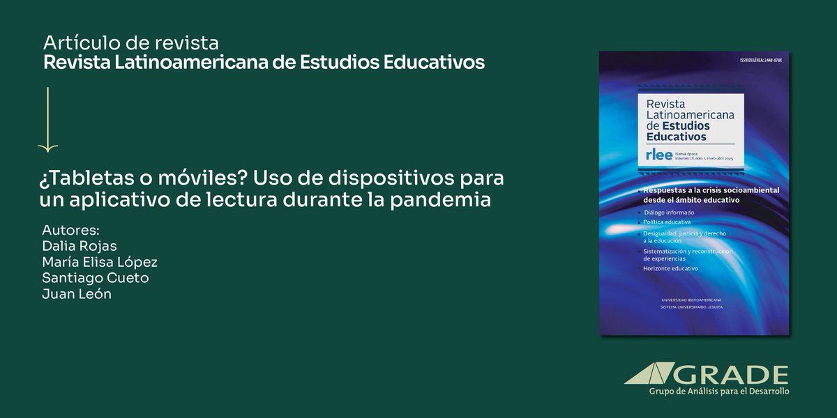 GRADE (@gradeperu) on Twitter photo #Descarga Nuevo artículo identifica si existe un impacto diferenciado en el acceso y uso del app de lectura Booksmart <a href="/worldreaders/">Worldreader</a> entre estudiantes que utilizaron tabletas comparados con los que utilizaron celulares. Vía RLEE <a href="/IBERO_mx/">IBERO CDMX</a>: grade.org.pe/publicaciones/… <a href="/SantiagoCueto6/">Santiago Cueto</a> #Descarga Nuevo artículo identifica si existe un impacto diferenciado en el acceso y uso del app de lectura Booksmart <a href="/worldreaders/">Worldreader</a> entre estudiantes que utilizaron tabletas comparados con los que utilizaron celulares. Vía RLEE <a href="/IBERO_mx/">IBERO CDMX</a>: grade.org.pe/publicaciones/… <a href="/SantiagoCueto6/">Santiago Cueto</a>