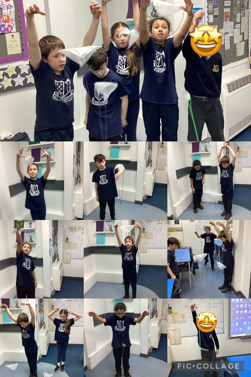 StSebsY5's tweet photo. Year 5 loved learning about air resistance today! We made different sized parachutes to investigate how the size of the parachute affects the speed of the fall.🪂🥼🔍 @StSebastiansPri #SebsScience https://t.co/tfqykUACPZ