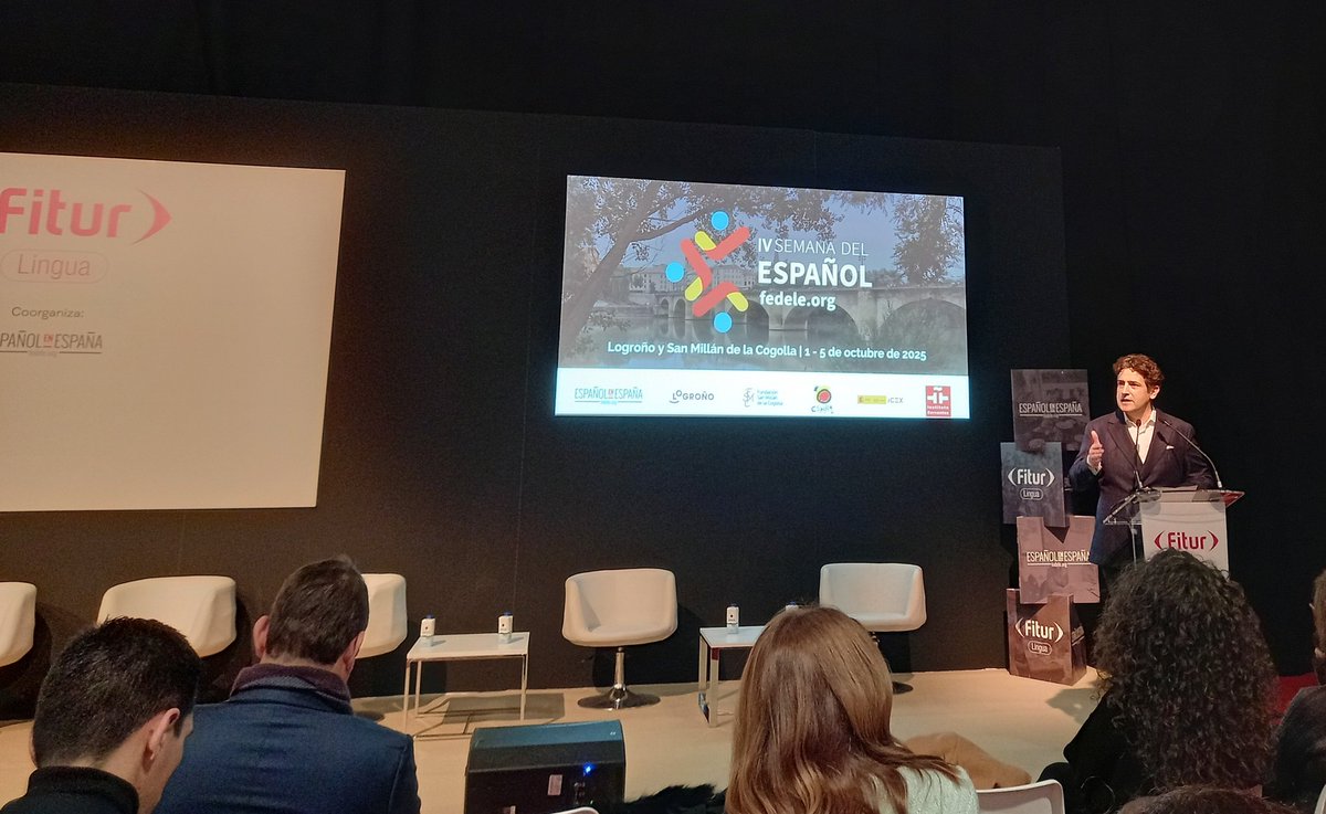 fsanmillan's tweet photo. Hoy hemos presentado en #FITURLingua la IV Semana del Español, que tendrá lugar en #SanMillándelaCogolla y en Logroño del 1 al 5 de octubre de 2025.

@fitur_madrid 
@lariojaorg 
@federacionele https://t.co/zUXpnkR9GC